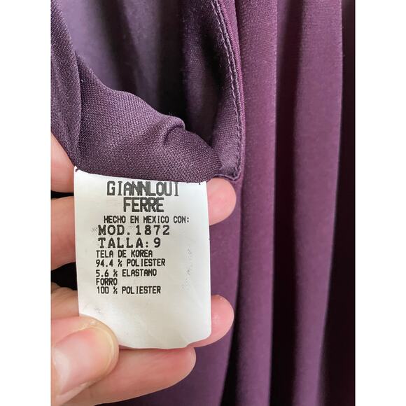 Giannloui Ferre sleeveless halter dress Purple Backless sheer knee length Size 9 - Picture 5 of 6